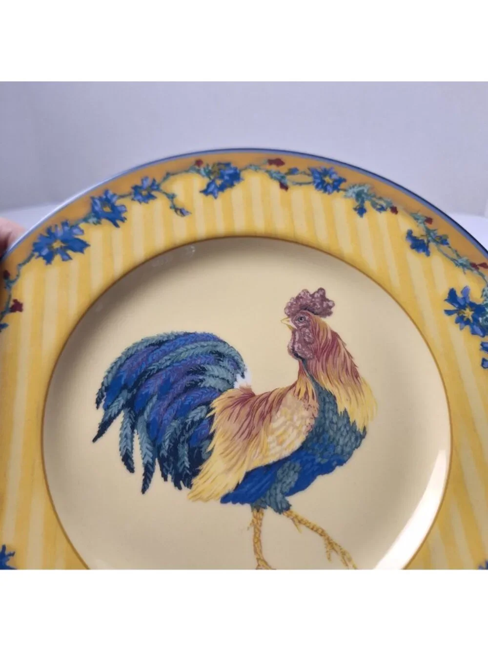 (3) FITZ & FLOYD CLASSIC CHOICES COQ DU VILLAGE ROOSTER PORTRAIT PLATES VINTAGE